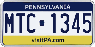 PA license plate MTC1345