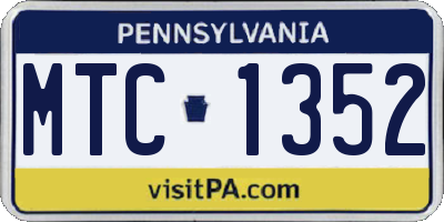 PA license plate MTC1352