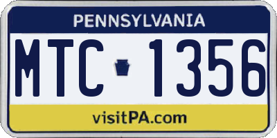 PA license plate MTC1356