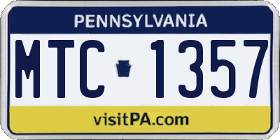 PA license plate MTC1357