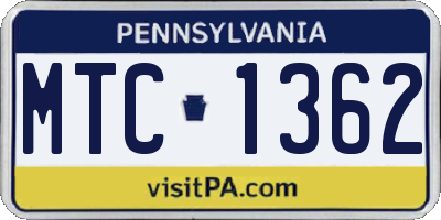 PA license plate MTC1362