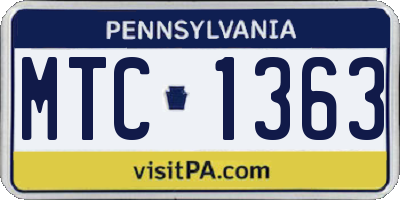 PA license plate MTC1363