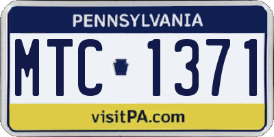 PA license plate MTC1371