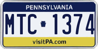 PA license plate MTC1374