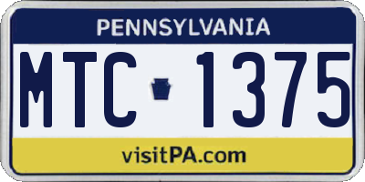 PA license plate MTC1375