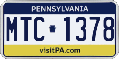 PA license plate MTC1378