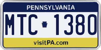 PA license plate MTC1380