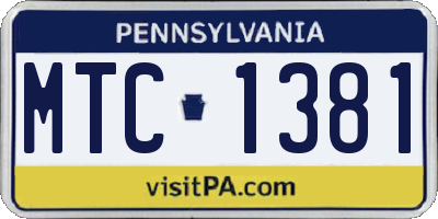 PA license plate MTC1381