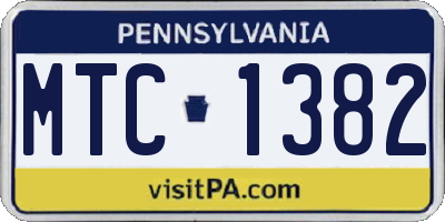 PA license plate MTC1382