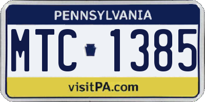PA license plate MTC1385