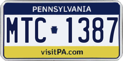 PA license plate MTC1387