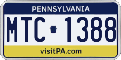 PA license plate MTC1388