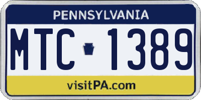 PA license plate MTC1389
