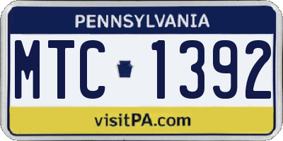 PA license plate MTC1392