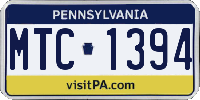 PA license plate MTC1394