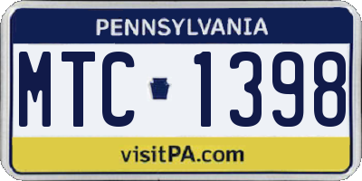 PA license plate MTC1398