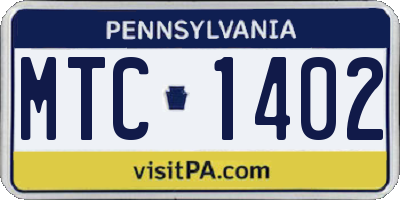 PA license plate MTC1402