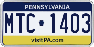PA license plate MTC1403