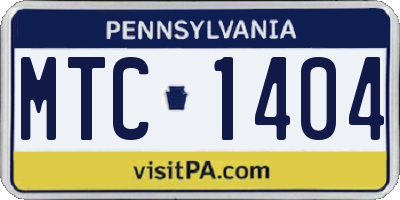 PA license plate MTC1404