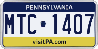 PA license plate MTC1407