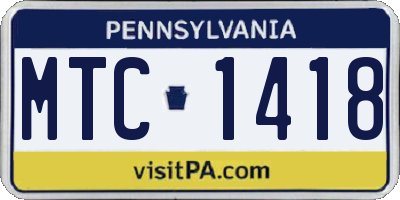 PA license plate MTC1418