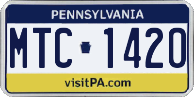 PA license plate MTC1420