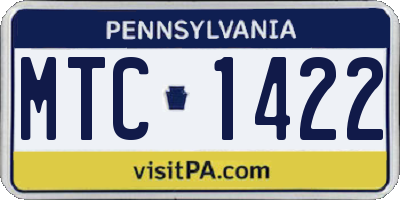 PA license plate MTC1422