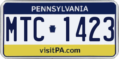 PA license plate MTC1423