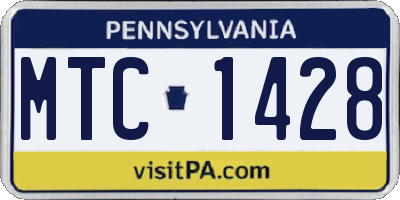 PA license plate MTC1428