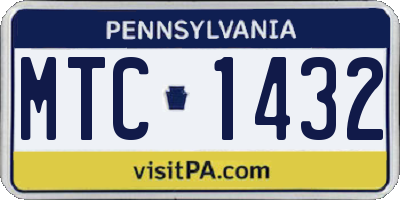 PA license plate MTC1432