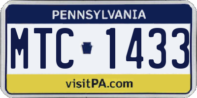 PA license plate MTC1433