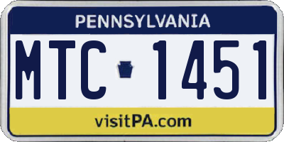 PA license plate MTC1451