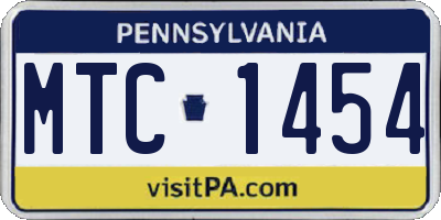 PA license plate MTC1454