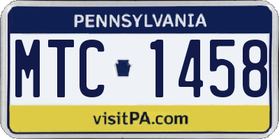PA license plate MTC1458