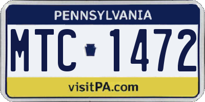 PA license plate MTC1472
