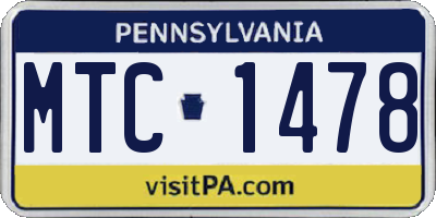 PA license plate MTC1478