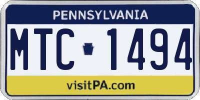 PA license plate MTC1494