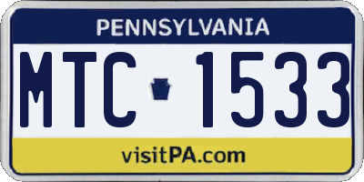 PA license plate MTC1533