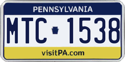 PA license plate MTC1538