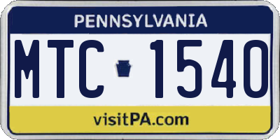 PA license plate MTC1540