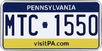 PA license plate MTC1550