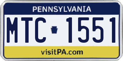 PA license plate MTC1551