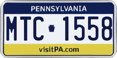 PA license plate MTC1558