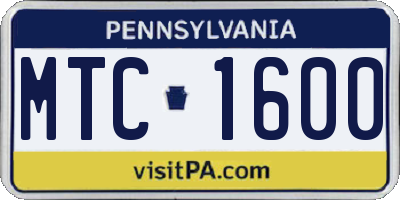 PA license plate MTC1600