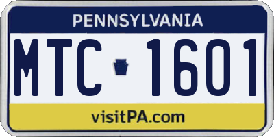 PA license plate MTC1601