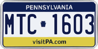 PA license plate MTC1603