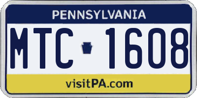 PA license plate MTC1608