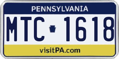 PA license plate MTC1618
