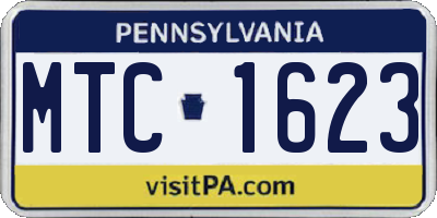 PA license plate MTC1623