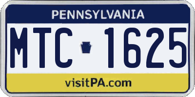 PA license plate MTC1625